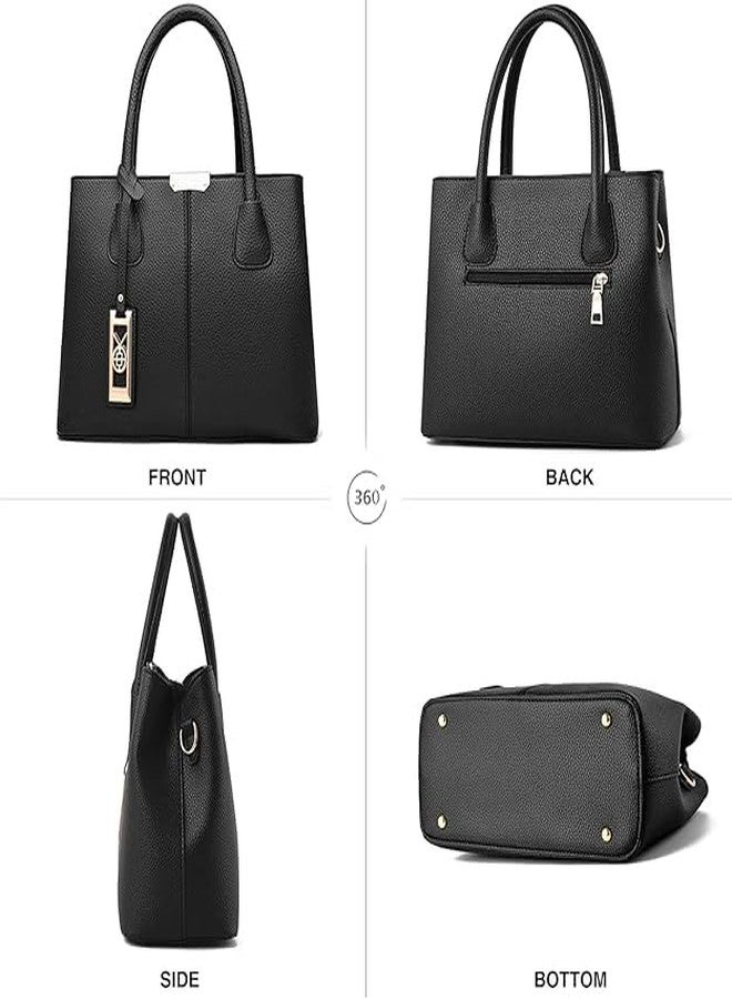 SOKT Purses and Handbags for Women Shoulder Tote Bags Satchel Top Handle Bag (BLACK) - Image 3